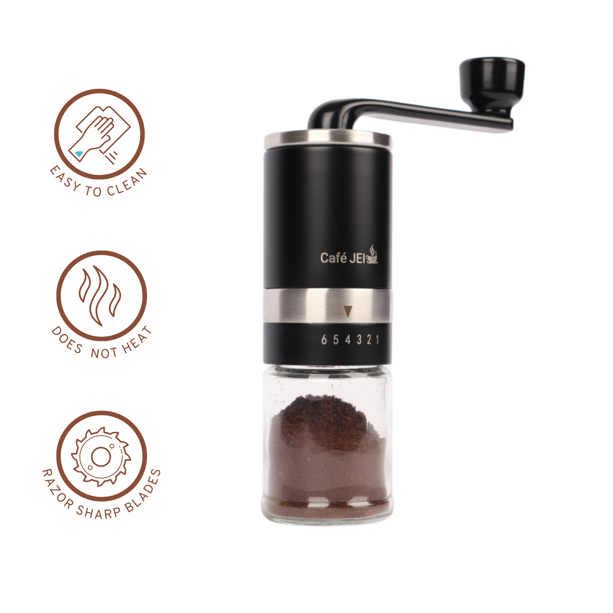 Cafe JEI Manual Coffee Grinder with Adjustable Settings CeramiConica