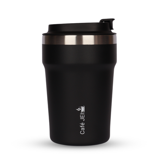 Cafe JEI 380ml Insulated Travel Mug – Leakproof Stainless Steel Thermos (Radiant Black)