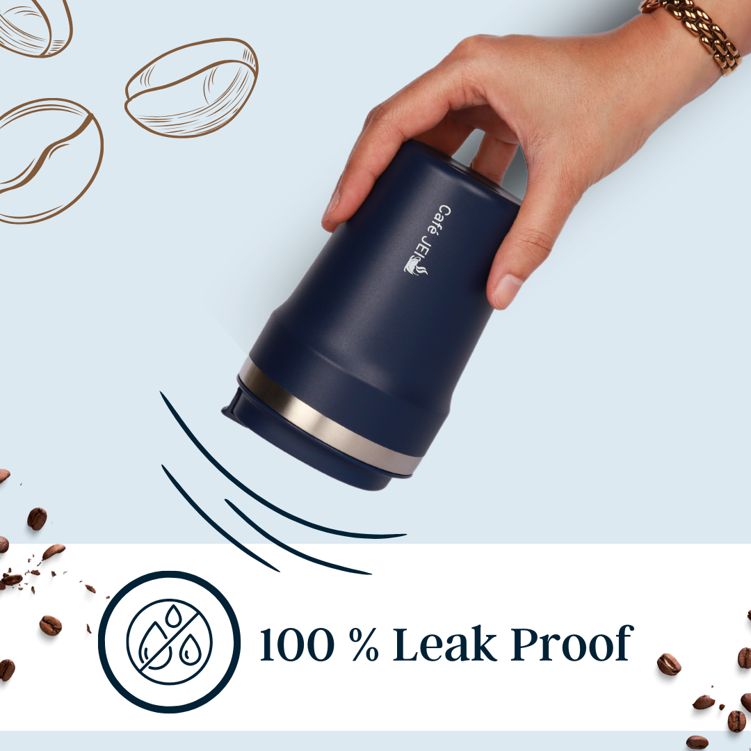 Cafe JEI 380ml Insulated Travel Mug – Leakproof Stainless Steel Thermos (Radiant Blue)