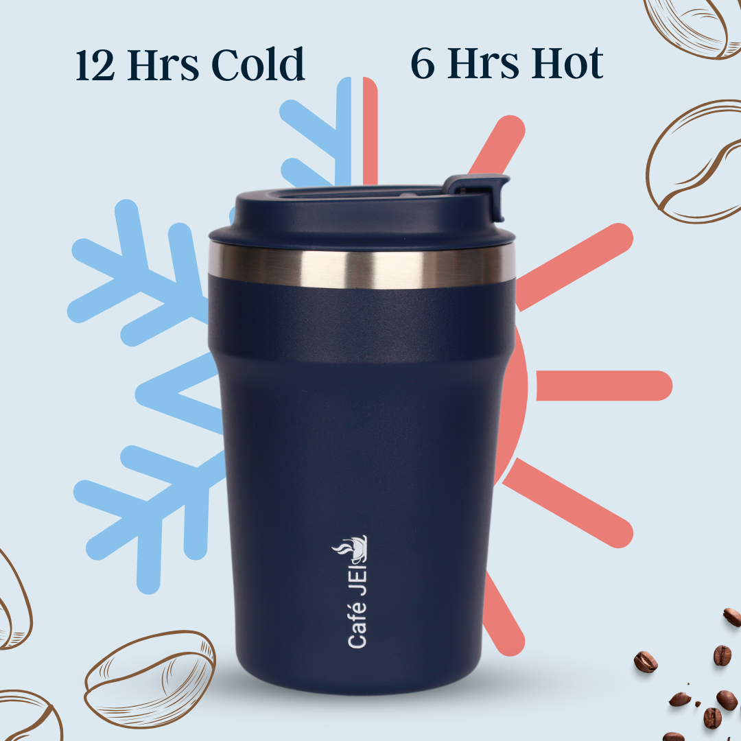 Cafe JEI 380ml Insulated Travel Mug – Leakproof Stainless Steel Thermos (Radiant Blue)