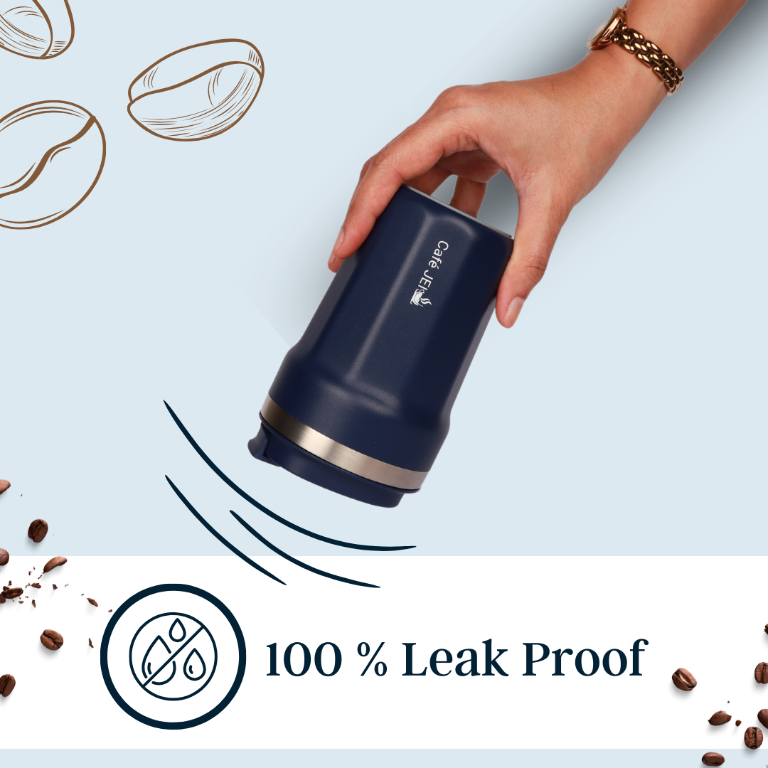 Cafe JEI 380ml Insulated Travel Mug – Leakproof Stainless Steel Thermos (Elegant Blue)