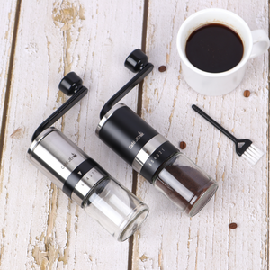 Cafe JEI Manual Coffee Grinder with Adjustable Settings - CeramiConical Burr Mill & Brushed Stainless Steel Body, Whole Bean Coffee Grinder (Black)