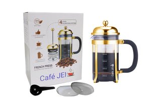 Cafe JEI Classic French Press Coffee and Tea Maker 600ml (Dome, Gold)