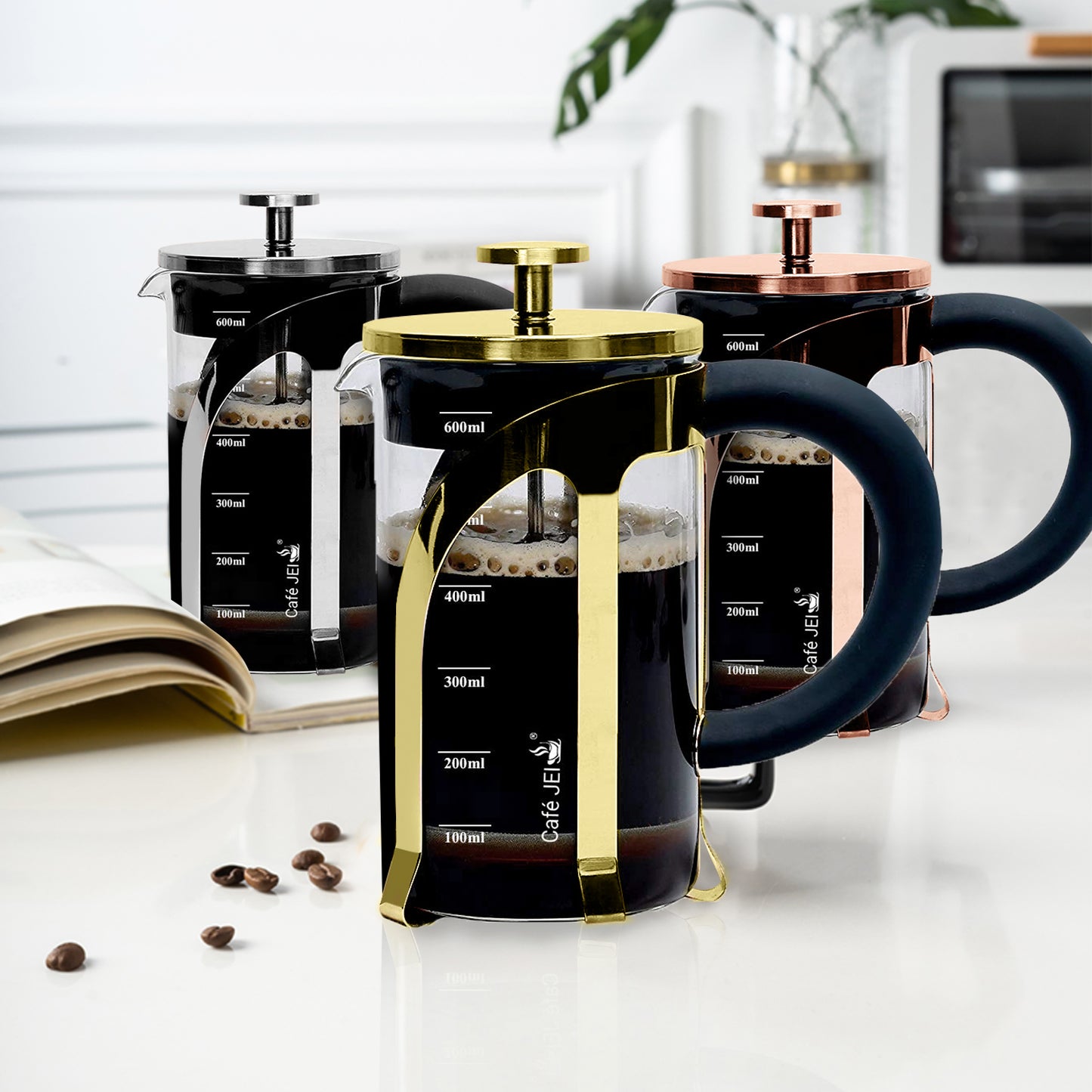 French Press Coffee and Tea Maker 600ml (Gold)