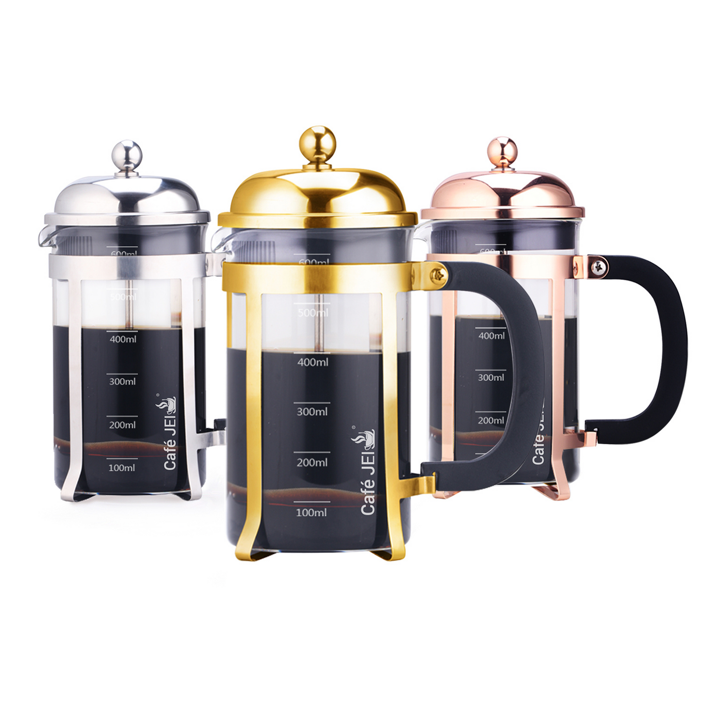 Cafe JEI Classic French Press Coffee and Tea Maker 600ml (Dome, Gold)