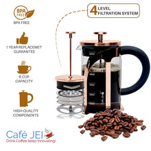 Load image into Gallery viewer, French Press Coffee and Tea Maker 600ml (Rose Gold)