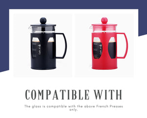 Cafe JEI Replacement Glass Carafe For French Press Soft (Black and Red)