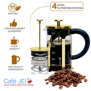 French Press Coffee and Tea Maker 600ml (Gold)