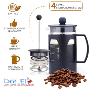 cafe jei french Press coffee maker plastic black