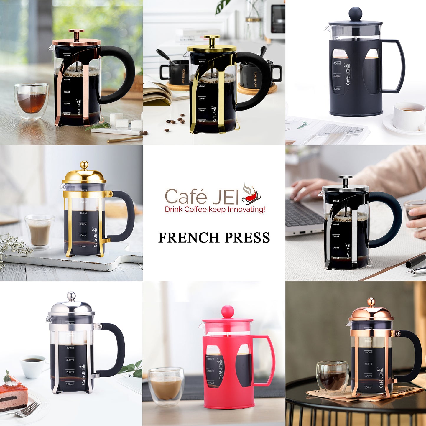 French Press Coffee and Tea Maker 600ml (Gold)